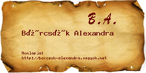 Börcsök Alexandra névjegykártya